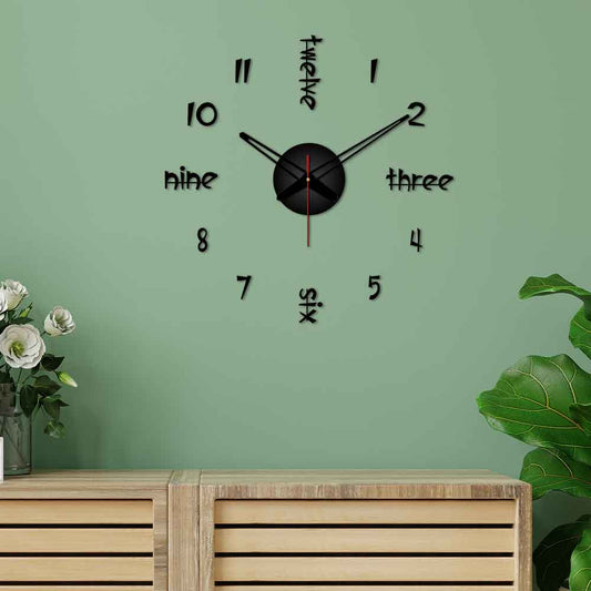 Number with Words Big Size 3D Infinity Wall Clock