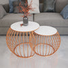 Ornate Round Copper Coffee Table Set of 2