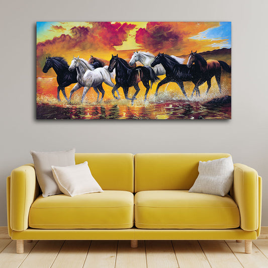  Running Seven Horses Abstract Wall Painting