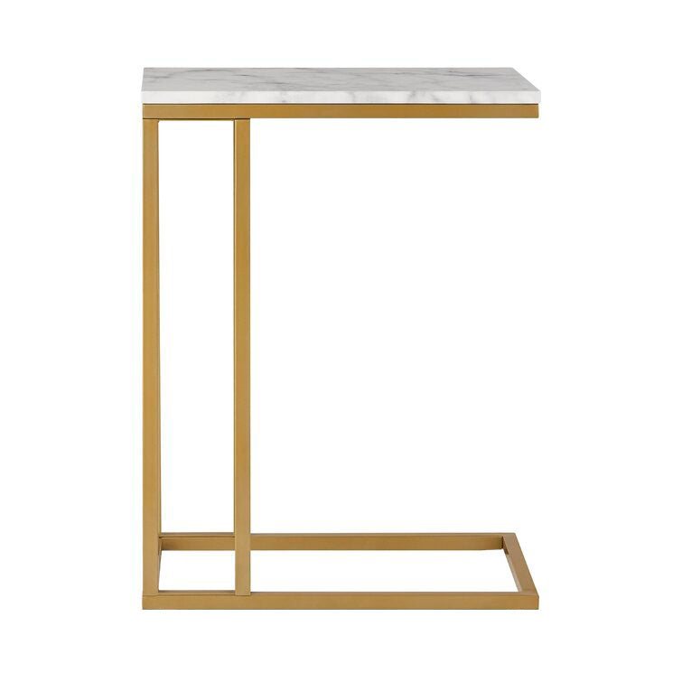 Premium C-Shaped White Marble Designer Side Table