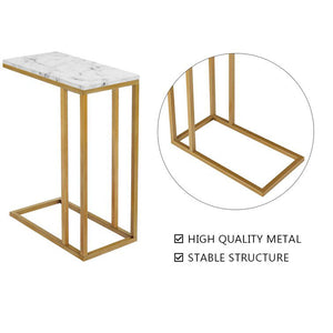 Premium C-Shaped White Marble Designer Side Table