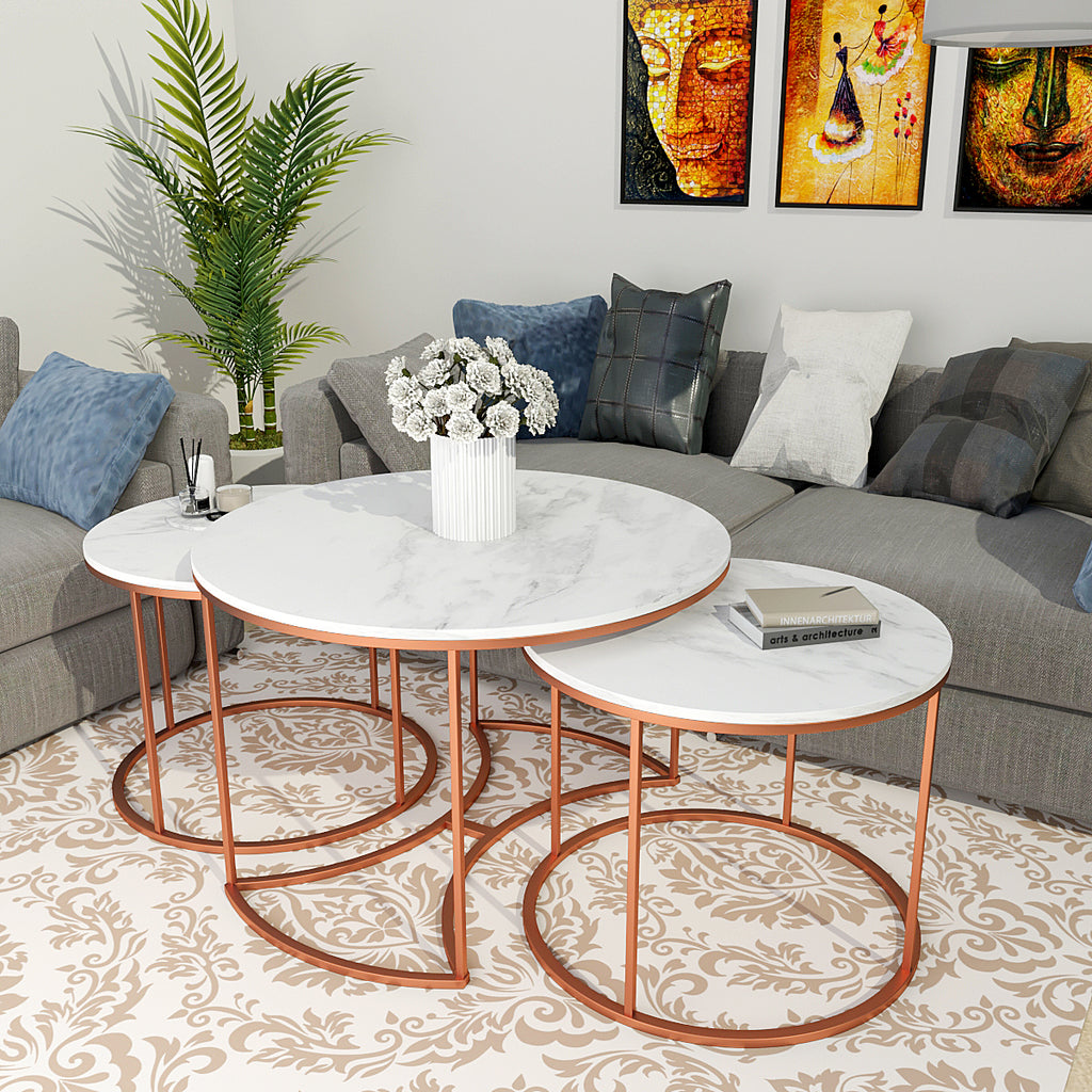  Copper Nesting Trio Tables Set of 3