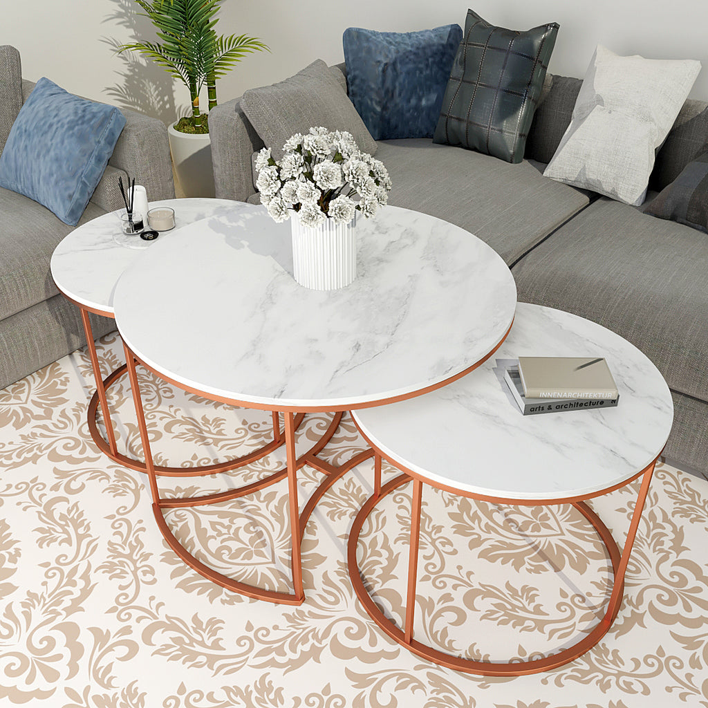 Premium Copper Nesting Trio Tables Set of1