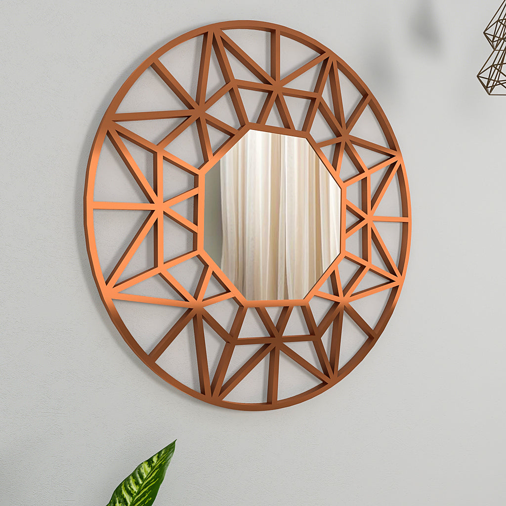 Copper Finish Designer Wall Mirror