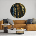 Premium Gold and Black Layered Marble Textured Semi Circle Frames Set Of 2
