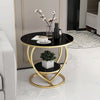 Premium Modern Heart Shaped Golden Metal with Black Marble Night Stand Side Table