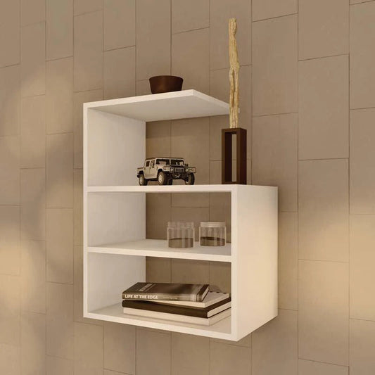 Premium Rectangular Shaped Wooden Wall Shelves with White Finish