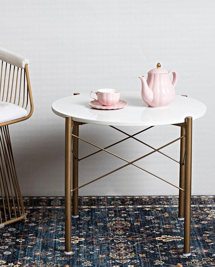Premium White Marble Round Shape Center Table – Homcraft
