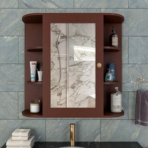 Premium Wooden Bathroom Cabinet with 10 Spacious Shelves with Brown Finish