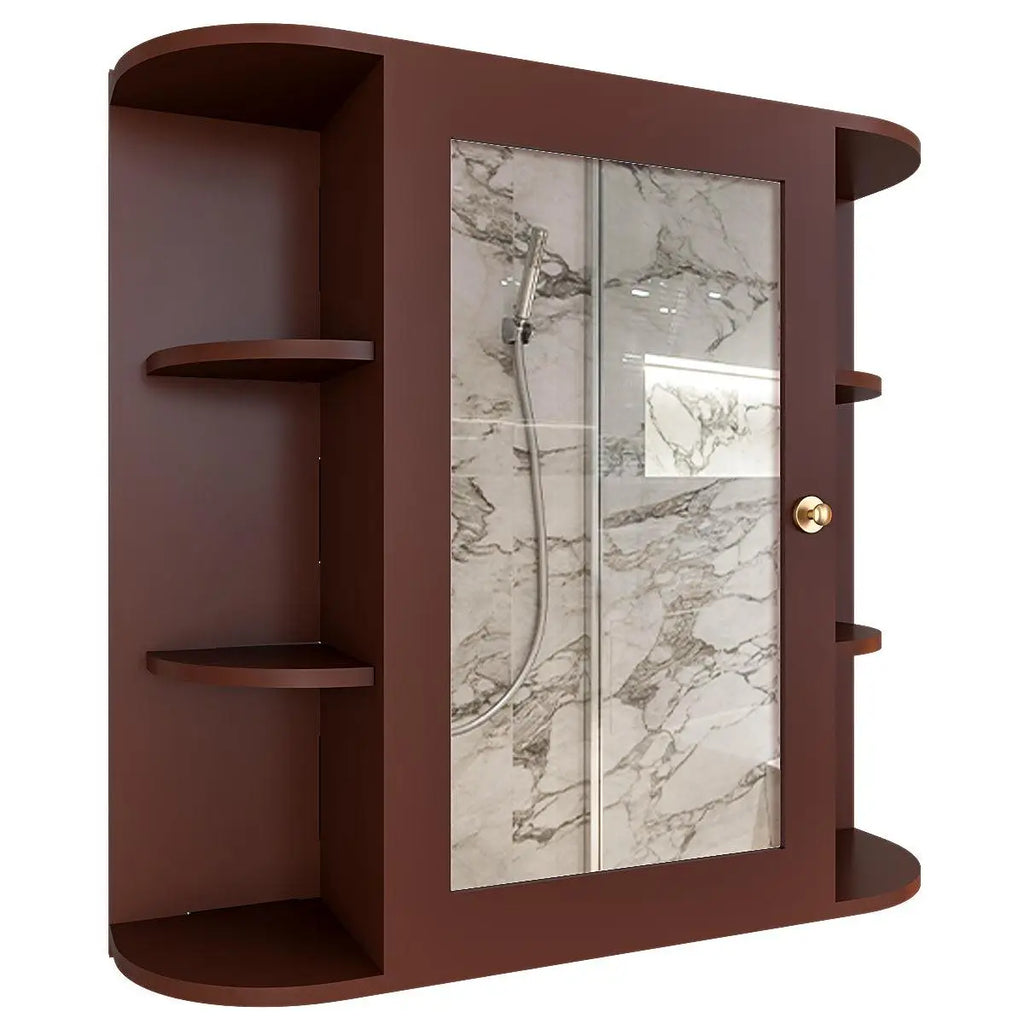 Bathroom Cabinet with 10 Spacious Shelves with Brown Finish