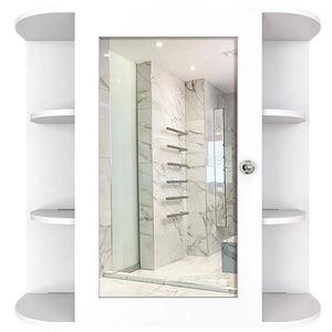  Wooden Bathroom Cabinet with 10 Spacious Shelves with White Finish