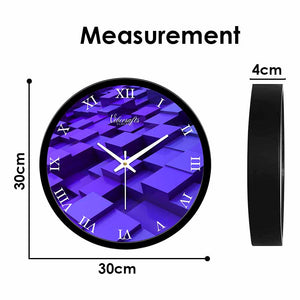 Purple 3D Cubic Pattern Designer Wall Clock