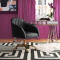Refined Black Tufted Velvet Premium Armchair with Golden Legs
