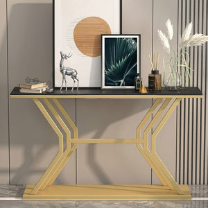 Refined Luxury Black Marble Hallway Console Table