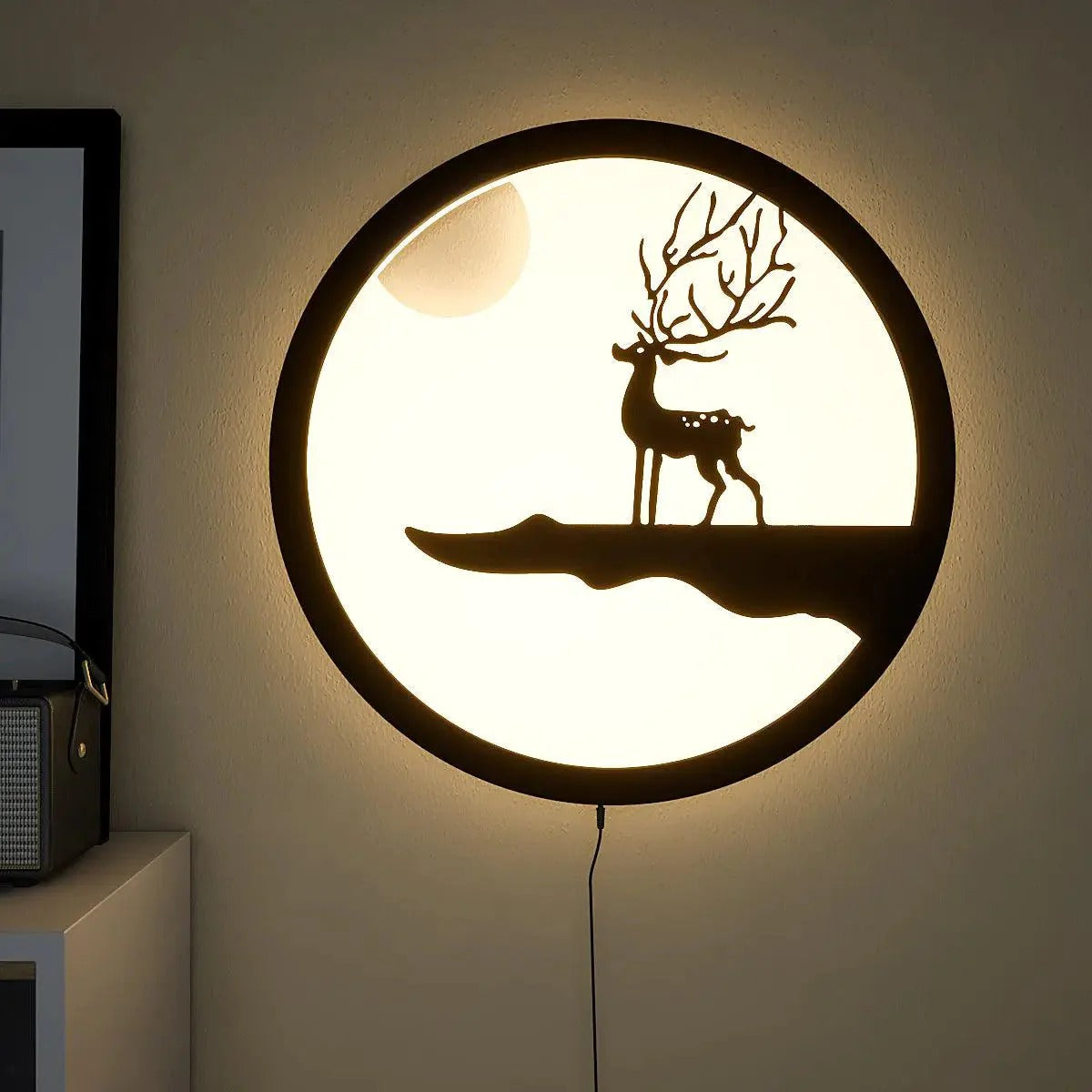 Reindeer Designer Backlit Wooden Wall Decor with LED Night Light