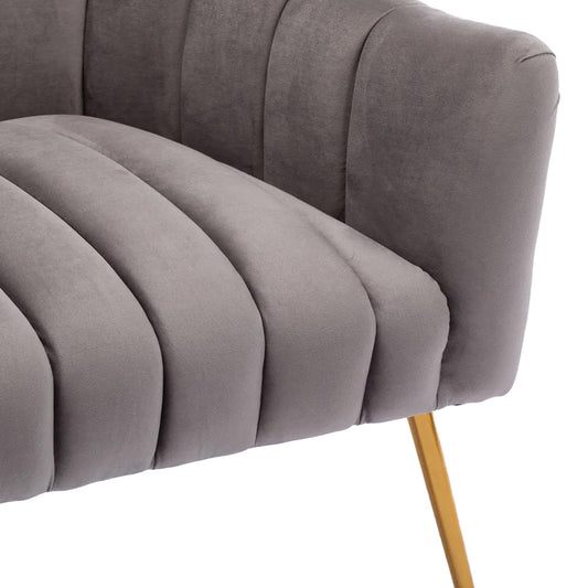 Grey Tufted Velvet Sofa Lounge Chair