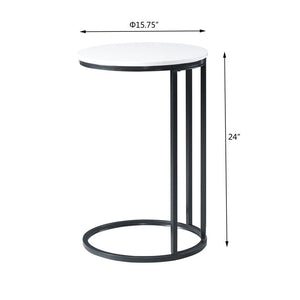 Round White Marble Designer Side Table