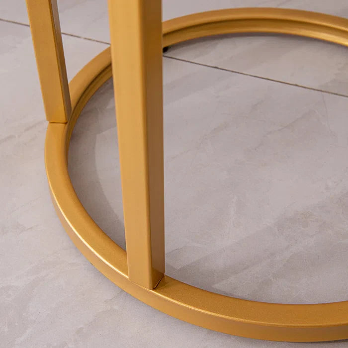 Rounded Shaped Golden Metal End Side Table