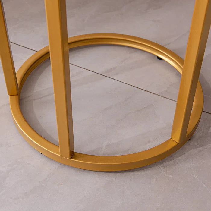 Rounded Shaped Golden Metal End Side Table