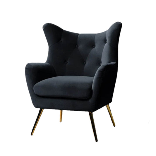 Black Comfortable Tufted Velvet Sofa Lounge Chair