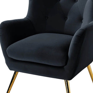 Royal Black Velvet Sofa Lounge Chair