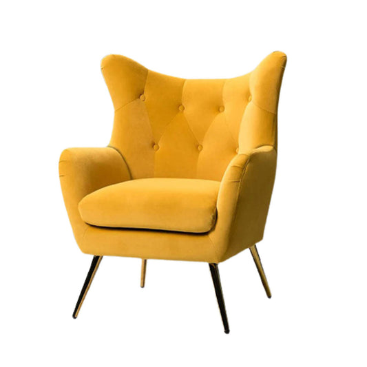 Yellow Comfortable Tufted Velvet Sofa Lounge Chair