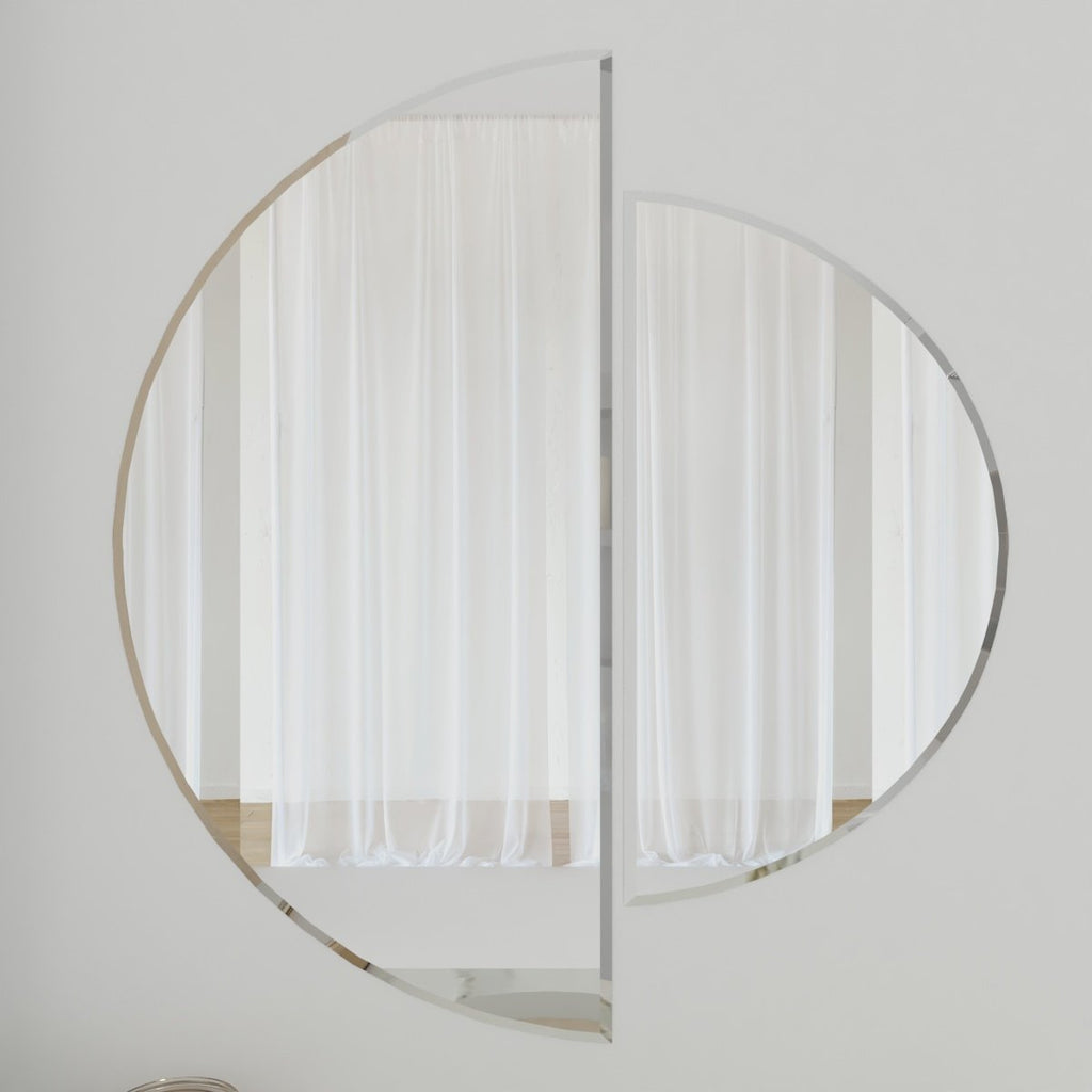  Frameless Beveled Semi Circle Mirror