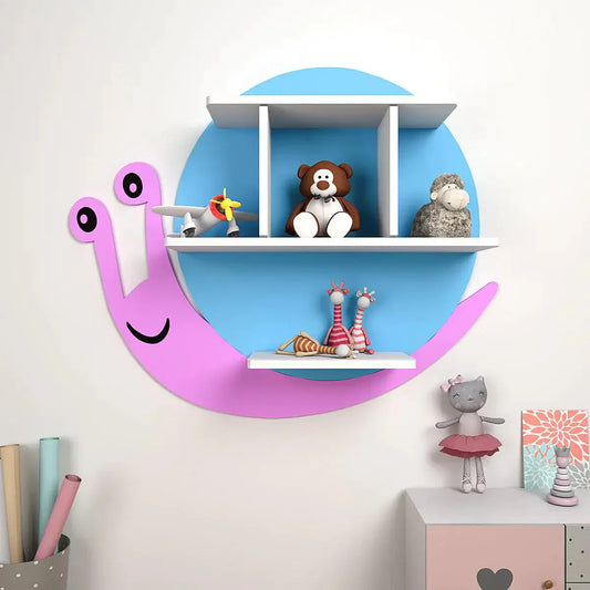 Snail Shape Wooden Wall Storage Shelf for Kids