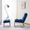  Designer Blue Velvet Chair with Footrest