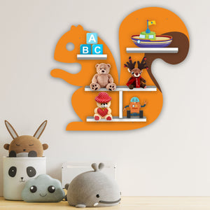 Squirrel Shape Wooden Wall Shelf LED Light Wall Shelf 