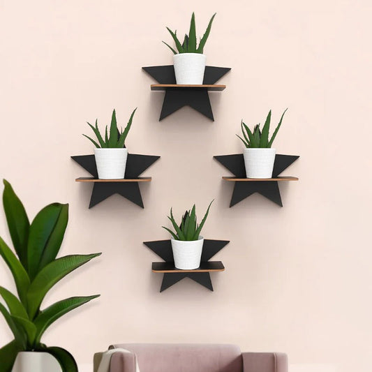 Star Sparkle Shaped Decorative Wooden Wall Mounted Shelf