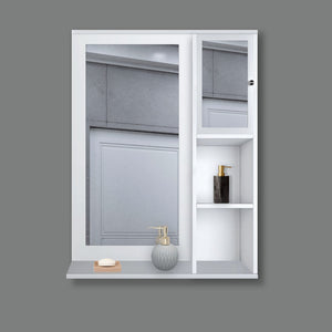 Structured Wooden Bathroom Cabinet with 4 Spacious Shelves with White Finish