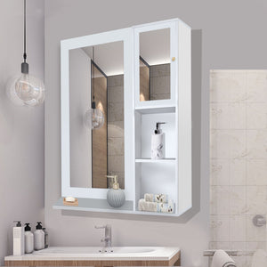 Structured Wooden Bathroom Cabinet with 4 Spacious Shelves with White Finish