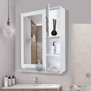 Structured Wooden Bathroom Cabinet with 4 Spacious Shelves with White Finish