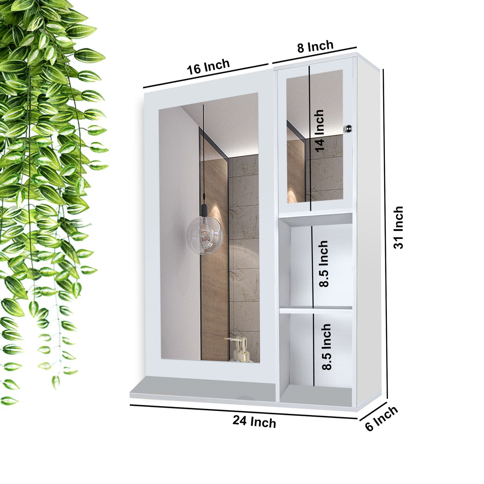 Structured Wooden Bathroom Cabinet with 4 Spacious Shelves with White Finish