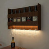 Backlit MDF Bar Wall Shelf / Mini Bar Shelf in Walnut Finish