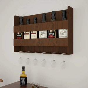 MDF Bar Wall Shelf / Mini Bar Shelf in Walnut Finish