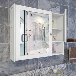 Wooden Bathroom Storage Cabinet with Mirrors 