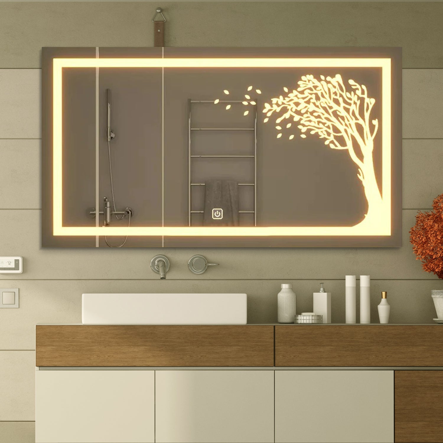 The Autumn Tree LED Rectangular Shape Bathroom Mirror