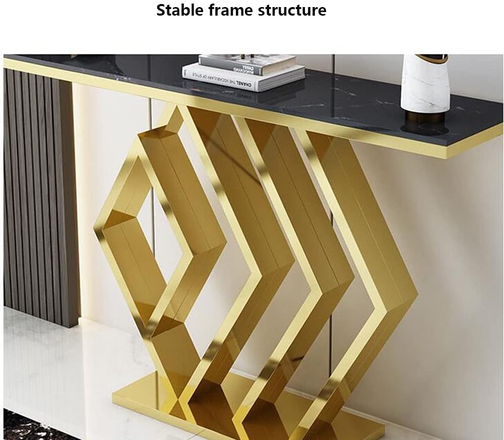 The Essence Of Style Black Marble Golden Console Table