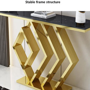 The Essence Of Style Black Marble Golden Console Table