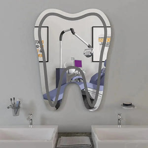 Tooth Shaped Decorative LED Mirror for Dentist Office