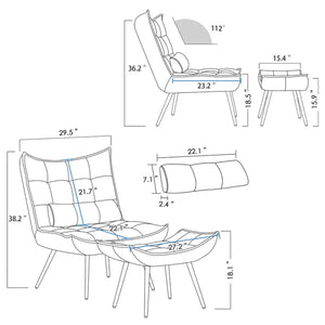  Premium Grey Chair with Ottoman