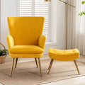  Long Back Yellow Color Lounge Chair with Ottoman