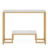 Two-Tier White Marble Gold Console Table