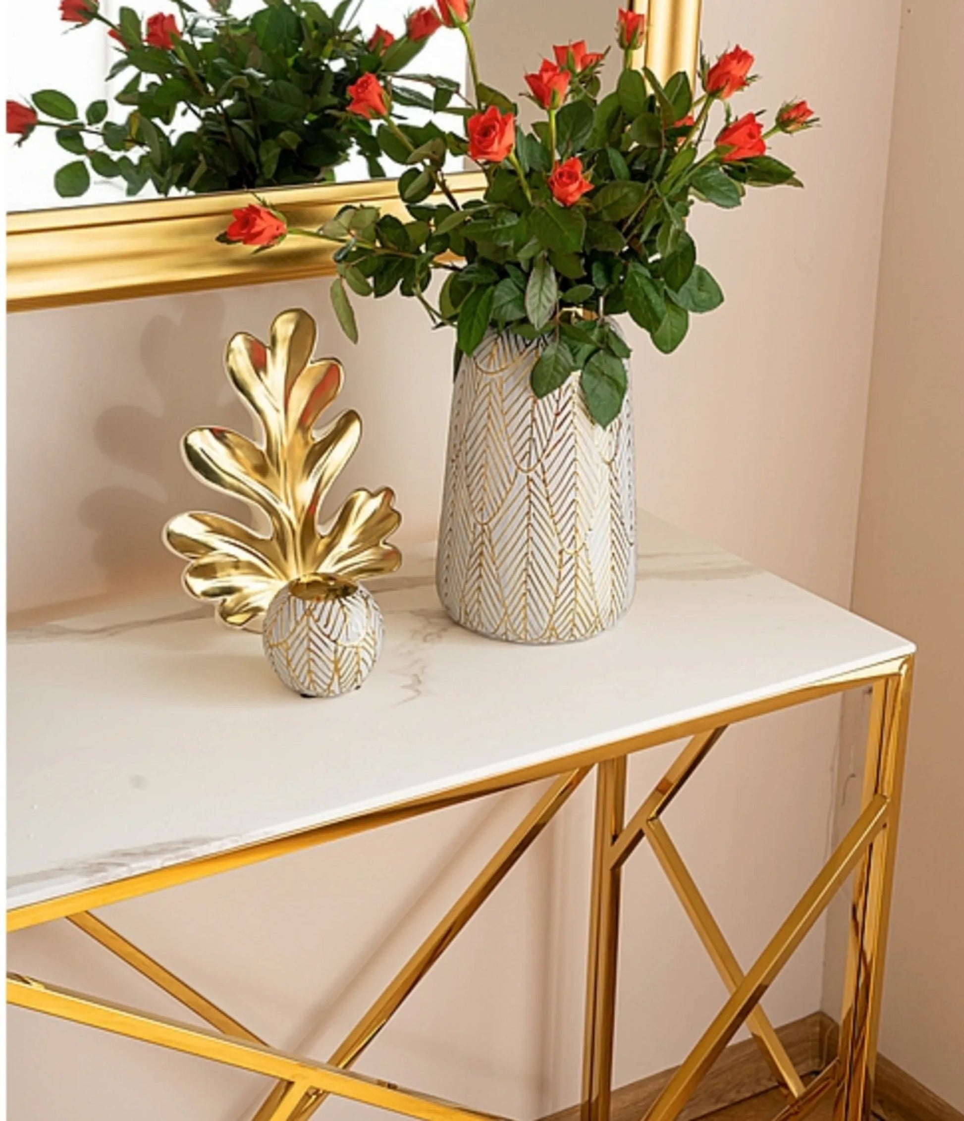 White Tempered Minimalist Stylish Console Table