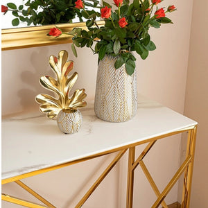 White Tempered Minimalist Stylish Console Table