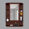 Spacious Wooden Bathroom Mirror Cabinet with 13 Shelves with Brown Finish