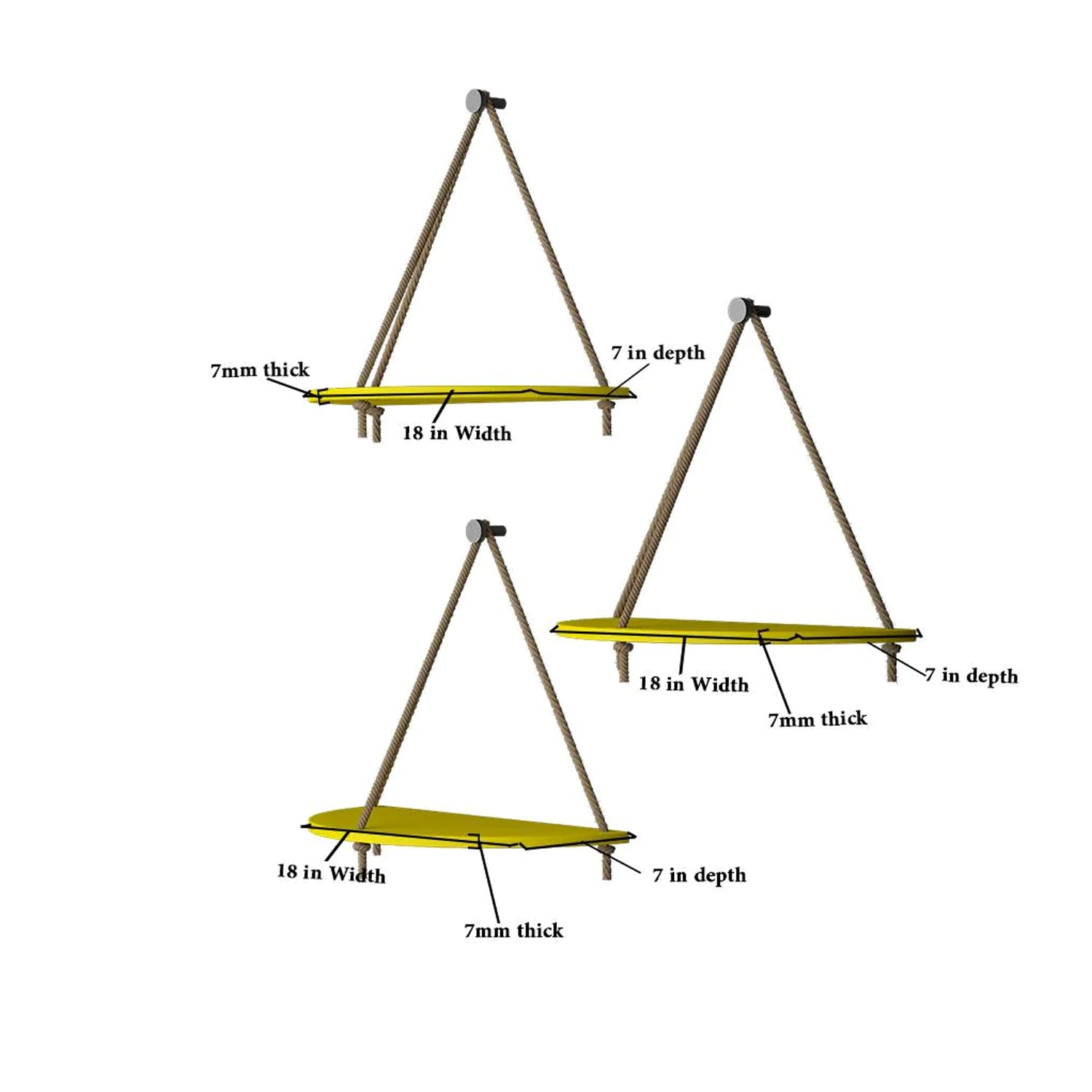  Planter Shelf with Rope (Yellow)