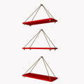  Wall Hanging Planter Shelf with Rope (Red, Set of 3)